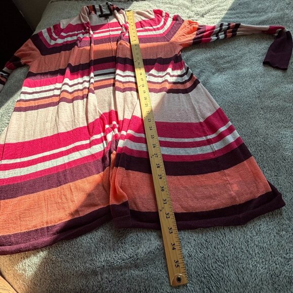 Lane Bryant Striped Cardigan Size 14 16 Knit Drape Open Ramie Cotton Boho 18790 - Picture 5 of 10